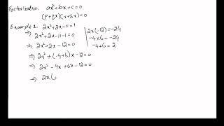 Factorization of Quadratic Equation. 2x^2+2x-11=1, 2x2+2x-11=1