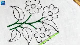 Hand embroidery:Same flower different 3 type flower embroidery,All over hand embroidery flower