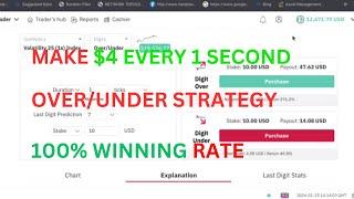 How To Make $4 Every 1 Sec Over/Under Strategy Using Smart Trader- 100% Profit Daily