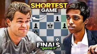 Shortest Game of Praggnanandhaa & Magnus Carlsen in World Cup | Finals Game 2