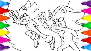 Super Sonic and Super Shadow Protect the Earth | Sonic the Hedgehog Coloring Page