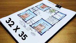 32 x 35 GHAR KA NAKSHA II 32 X 35 HOUSE PLAN II 32 X 35 HOME DESIGN