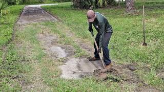 Removing 15 Years Worth of DIRT and OVERGROWTH from 350 FT Driveway | Overgrown Lawn Transformation