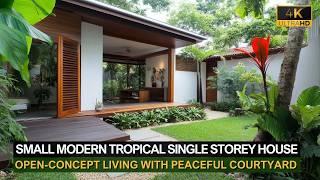 Small Modern Tropical Single Storey House: Open-Concept Living with Peaceful Courtyard Retreats