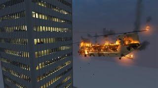 Helicopter on FIRE VS Flammable Office Building | Teardown