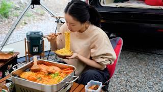 Open feel tent setup in just 1 minutes. Delicious Korean camping food