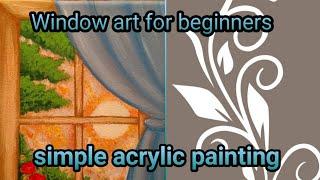 DIY easy window art in 20 min|Easy acrylic painting for beginners| window art|