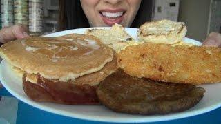 SassESnacks ASMR: McDonald's Deluxe Breakfast | American | Pancakes | Hash Browns | Eating Sounds