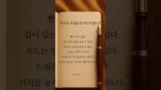 [하루 한 줄] 속도는 진심을 앞지르지 않는다. #shorts