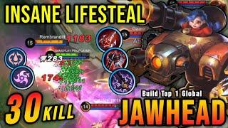 30 Kills!! Jawhead New Build Insane LifeSteal (AUTOWIN) - Build Top 1 Global Jawhead ~ MLBB