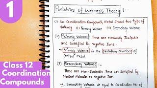 1) Coordination Compounds| Werner's theory of coordination Compounds| Class12 chemistry #neet #jee