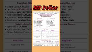 MP police constable recruitment || MP police constable vacancy || new vacancy 2023