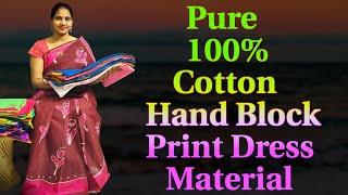 Wholesale pure 100%cotton Hand block print dress material