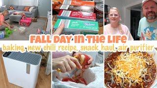 FALL DAY IN THE LIFE / BAKING, NEW CHILI RECIPE, SNACK HAUL, DHYALA AIR PURIFIER, FALL HOMEMAKING