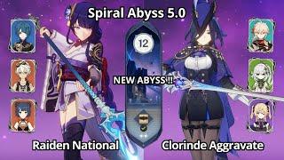 C0 Clorinde Aggravate & C0 Raiden National - Spiral Abyss 5.0 Floor 12 Genshin Impact