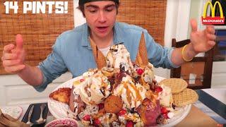 Massive Ice Cream Sundae Challenge (14 Pints + All the Toppings)  + Mcdonalds Mukbang