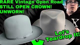 Steaming a Teardrop in a Rare Unworn, Open Crown, Vintage Stetson Open Road!!