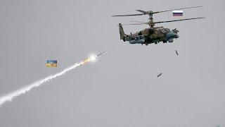 Scary Moment! Russian Kamov Ka-50 "Black Shark" is shot down by a Ukrainian anti-air system.