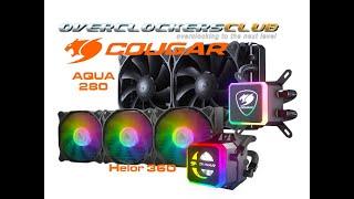 OCC review of the Aqua 280 and Helor 360 All-In-One CPU coolers from Cougar Gaming.