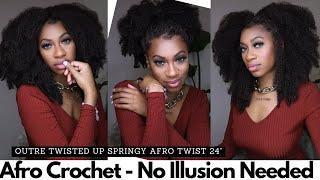 $15 EASY Afro Crochet Install - No Illusion Method Needed -Outre Twisted Up Springy Afro Twist 24