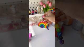 DIY Clay Keychain | Rainbow keychain #shortviral #diy #diycrafts #artandcraft #artshorts #keychain