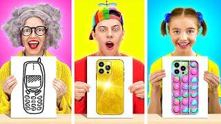 WHO IS A WINNER? || Granny VS Me Art Challenge ! Drawing hacks and DIY Ideas by 123 GO! FOOD