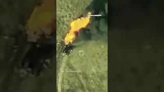 Ukrainian attack interrupts transport of Russian D-30 howitzer #warinukraine #russia #drone