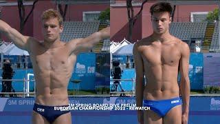 3m Spring Board Men's  Diving Prelim | European Championship 2022 REWATCH