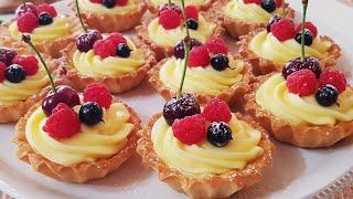 Delicious mini tarts recipe. Tartlets. Custard.