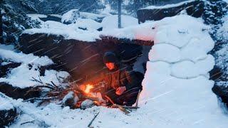 Surviving a Snow Storm! Building a Winter Shelter  by the Sea (narrated)