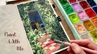 Painting Cute Cottage With Jelly Gouache / Paint With Me 