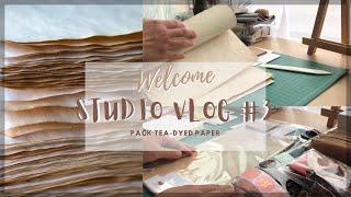 Studio vlog #3 | Tea Dyed Papers | Pack an order | Books bind Faye