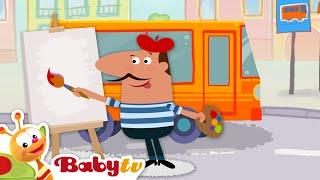 Pierre the Painter - Bus  | Coloring and Painting Picture for Kids & Toddlers ️@BabyTV​