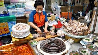 Korean Traditional Market Blood Sausage, Sundae Master Granny