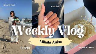 WEEKLY VLOG | BEACH DAY | FAMILY TIME | COVID | CRUMBL COOKIES | NAIL DATE