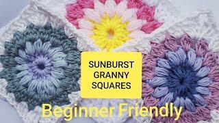 SUNBURST GRANNY SQUARE: BEGINNER FRIENDLY