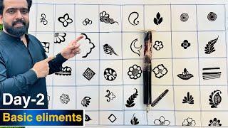 Basic elements ||| beginners Day 2 || easy mehndi 2024 beautiful mehndi design || latest henna class