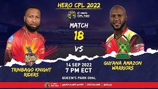 LIVE | Trinbago Knight Riders vs Guyana Amazon Warriors | CPL 2022