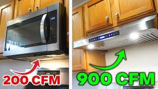 How To UPGRADE Your Under The Cabinet Range Hood Vent To 900-CFM Suction! DIY