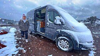 Winter Vanlife | Got Stuck In a Foot Of Mud