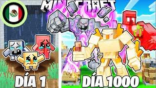 ¡Sobreviví 1000 DÍAS como GOLEMS ELEMENTALES Minecraft HARDCORE!