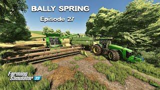 Harvesting CANOLA & OAT, Baling/Collecting/Stacking Straw Bales | Bally Spring | FS22 | Episode #27