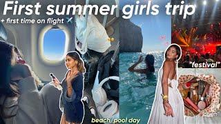 my first summer girls trip️أول مرة نركب فالطيارة+أول تسافيرة و تبحيرة هاد الصيف‍️