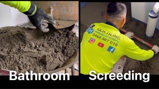 How to screed/bedding bathroom floor/shower professionally/DIY beginner tutorials.#flooring#screed.