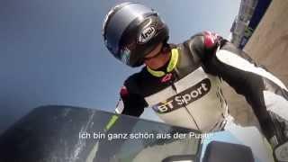 Alex Hofmann Onboard im Motorland Aragon 2014 - Streckenvorstellung auf Sport 1 - Aprilia RSV 4