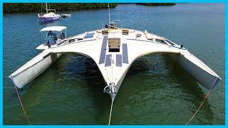 Dirt Cheap 45' Project Trimaran With an UNBELIEVABLE Story [Full Tour] Learning the Lines