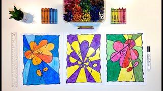 Op Art Complementary Spring Flowers - Elementary Art Lesson