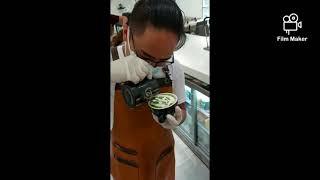 how to make matcha hot w latte art lion,video