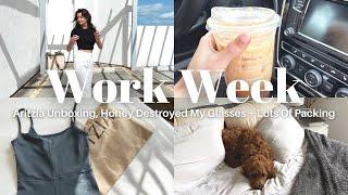 WORK WEEK IN MY LIFE | Aritzia Unboxing, Honey Destroyed My Glasses, Lots Of Packing + Date Night