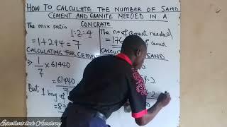 How to calculate for the numbers of sand, granite, cement needed in a concrete.#excellentlinkacademy